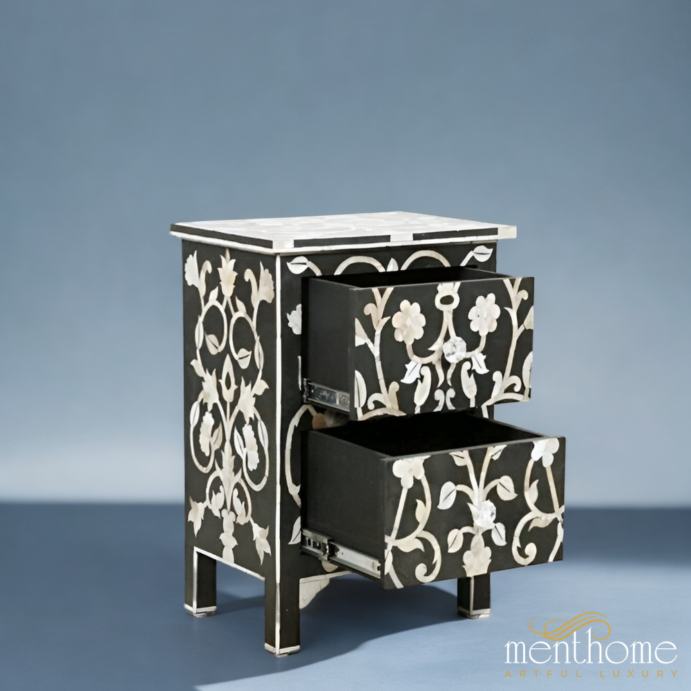 Handmade Bedside Pearl Inlay | Luxury Handmade Bedside Table