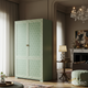 Vintage Style Green Patterned Wooden Wardrobe