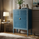 Blue Hexagonal Pattern Wooden Storage Cabinet | Luxury Handmade Cabinet