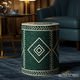 Elegant Green and White Patterned Ceramic Side Table | Luxury Handmade Stool