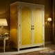 Elegant Ornate Golden Wardrobe with Intricate Detailing | Luxury Handmade Wardrobe