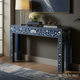 Navy Blue Floral Inlay Console Table | Luxury Handmade Console