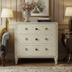 Vintage White Wooden Chest of Drawers with Geometric Patterns