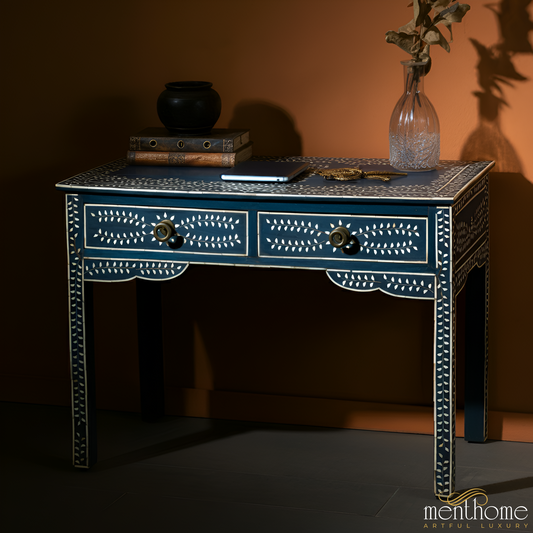 Bone Inlay Executive Desk | Chic and Functional | Intricate Detailing for Modern Spaces | Luxury Handmade Desk