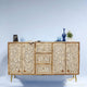 Floral Pattern Wooden Inlay 4-door and 3 drawers cabinet | Luxury Handmade Cabinet