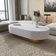 Tarqua Oval Coffee Table Bone Inlay | Luxury Handmade Coffee Table