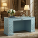 Elegant Blue Patterned Wooden Desk | Luxury Handmade Desk