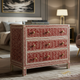 Handcrafted Red and White Patterned Wooden Chest of Drawers | Luxury Handmade Chest of Drawer