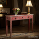 Elegant Red Leaf Pattern Wooden Console Table with Drawers | Luxury Handmade Console