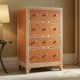 Handcrafted Bone Inlay Patterned 4-Drawer Dresser Chest | Luxury Handmade Tallboy