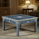 Handcrafted Blue and White Bone Inlay Coffee Table | Luxury Handmade Coffee Table