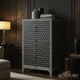 Black and White Geometric Patterned Cabinet | Luxury Handmade Tallboy