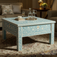 Handcrafted Blue Floral Inlay Coffee Table | Luxury Handmade Coffee Table