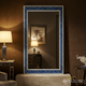 Elegant Blue Geometric Patterned Wall Mirror | Luxury Handmade Mirror
