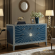 Blue Sunburst Design Dresser with Hand-Painted Details | Luxury Handmade Dresser