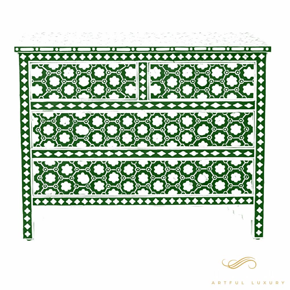 Indigo Blue Floral Design dresser | Luxury Handmade Dresser