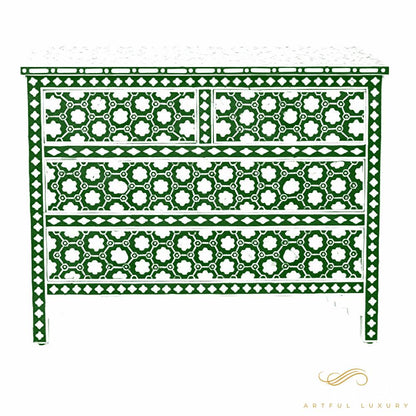Indigo Blue Floral Design dresser | Luxury Handmade Dresser