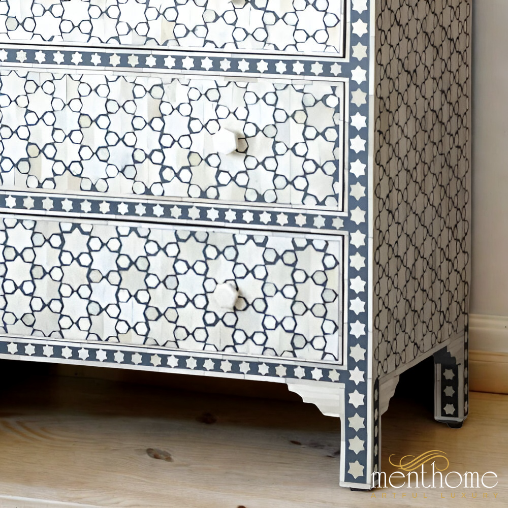 Star pattern Dressers Bone Inlay | Antique Design | Luxury Handmade Dresser