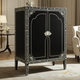 Black Floral Inlay Wooden Cabinet | Luxury Handmade Cabinet