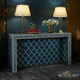 Blue Bone Inlay Console Table with Gold Pattern | Luxury Handmade Console