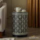 Elegant Black and Gold Patterned Drum Table | Luxury Handmade Side Table