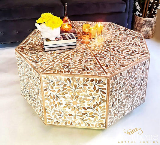 Teak Coffee Table wooden Floral Design | Luxury Handmade Coffee Table