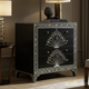 Black Wooden Chest of Drawers with Floral White Inlay Design | Luxury Handmade Dresser