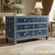 Hand-Painted Blue Floral 3-Drawer Dresser | Luxury Handmade Chest of Drawer
