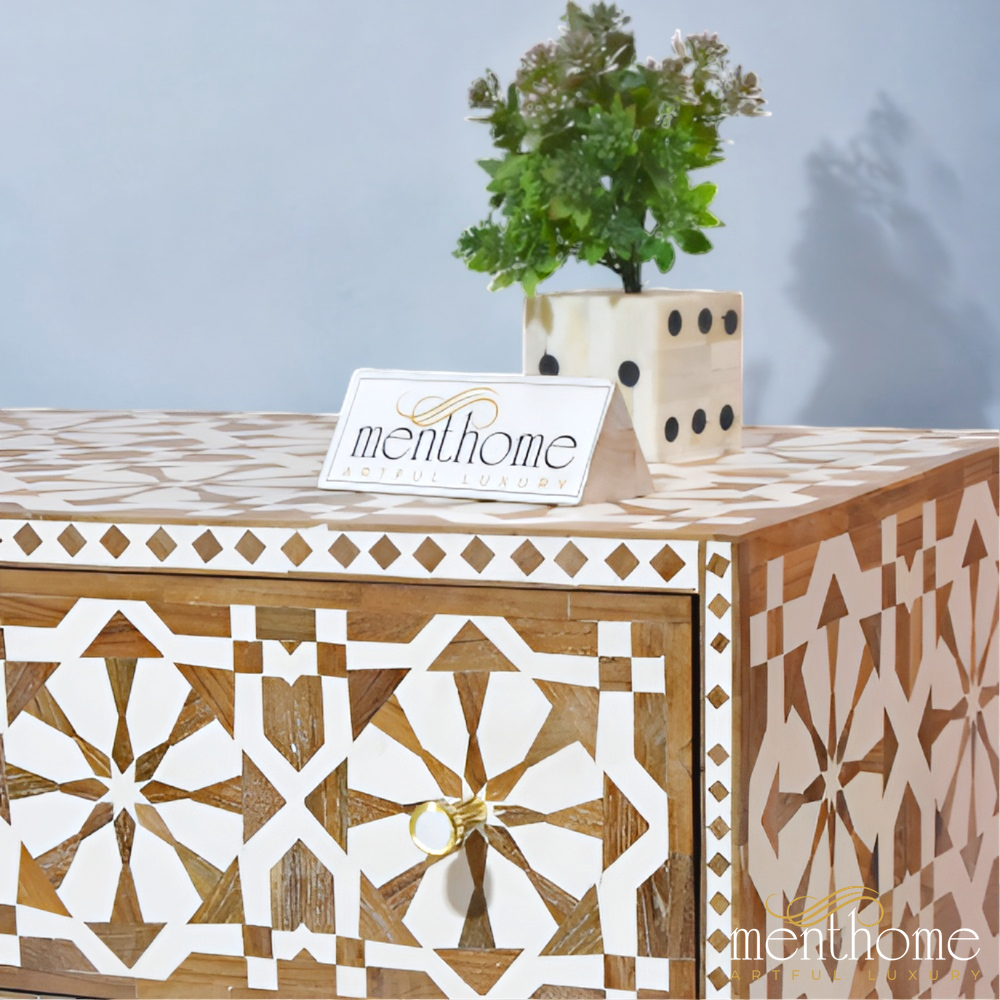 Wooden Dresser 9-drawers Moroccan Pattern