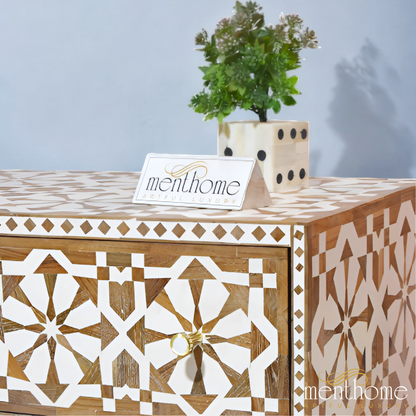 Wooden Dresser 9-drawers Moroccan Pattern