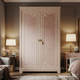 Elegant Pink Wardrobe with Intricate Greek Key Design | Luxury Handmade Wardrobe