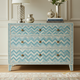 Blue Chevron Patterned Three-Drawer Chest | Luxury Handmade Dresser