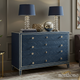 Elegant Blue Chevron Patterned Chest of Drawers | Luxury Handmade Dresser