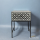 Bone Inlay Black Bedside Table for Home | Luxury Handmade Bedside Table