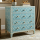 Vintage Blue Patterned Four-Drawer Chest | Luxury Handmade Chest of Drawer