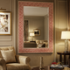 Elegant Red and White Patterned Wall Mirror | Luxury Handmade Mirror