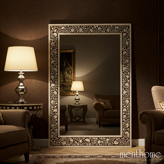 Elegant Floral Patterned Full-Length Mirror | Luxury Handmade Mirror