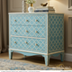 Blue Patterned Three-Drawer Chest | Luxury Handmade Dresser