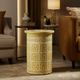 Greek Key Ceramic Stool | Luxury Handmade Side Table