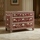 Handcrafted Red and White Floral Bone Inlay Chest of Drawers | Luxury Handmade Chest of Drawer