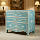 Blue Floral Inlay Wooden Chest of Drawers | Luxury Handmade Chest of Drawer