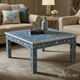 Handcrafted Blue and White Floral Inlaid Coffee Table | Luxury Handmade Coffee Table