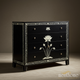 Black Wooden Chest of Drawers with Lotus Inlay Design | Luxury Handmade Dresser