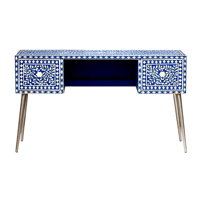 Floral Design Study Table Bone Inlay