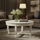 Elegant White Round Coffee Table with Greek Key Design | Luxury Handmade Coffee Table