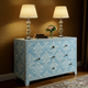 Blue and White Patterned Wooden Dresser Chest with Three Drawers | Luxury Handmade Dresser