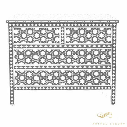 Indigo Blue Floral Design dresser | Luxury Handmade Dresser