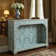 Vintage Style Blue Console Table with Damask Pattern