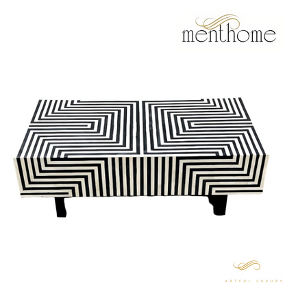 Bone Inlay Stripe Design Coffee Table | Luxury Handmade Coffee Table