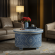 Blue and White Ornate Round Coffee Table | Luxury Handmade Coffee Table